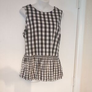 Time and Tru Black and White Gingham Blouse